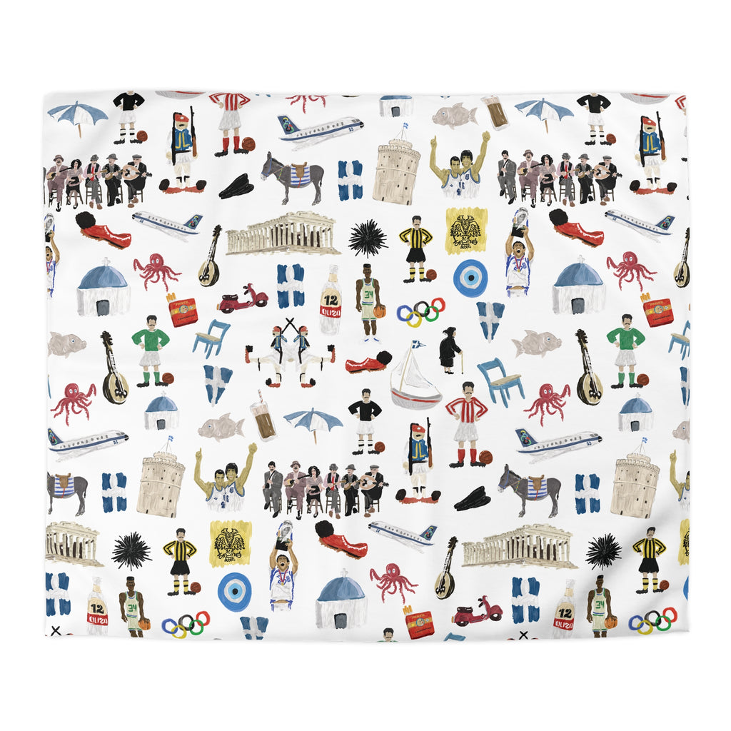 So You're Greek Playful Microfiber Duvet Cover – Fun Patterns for Kids' Rooms