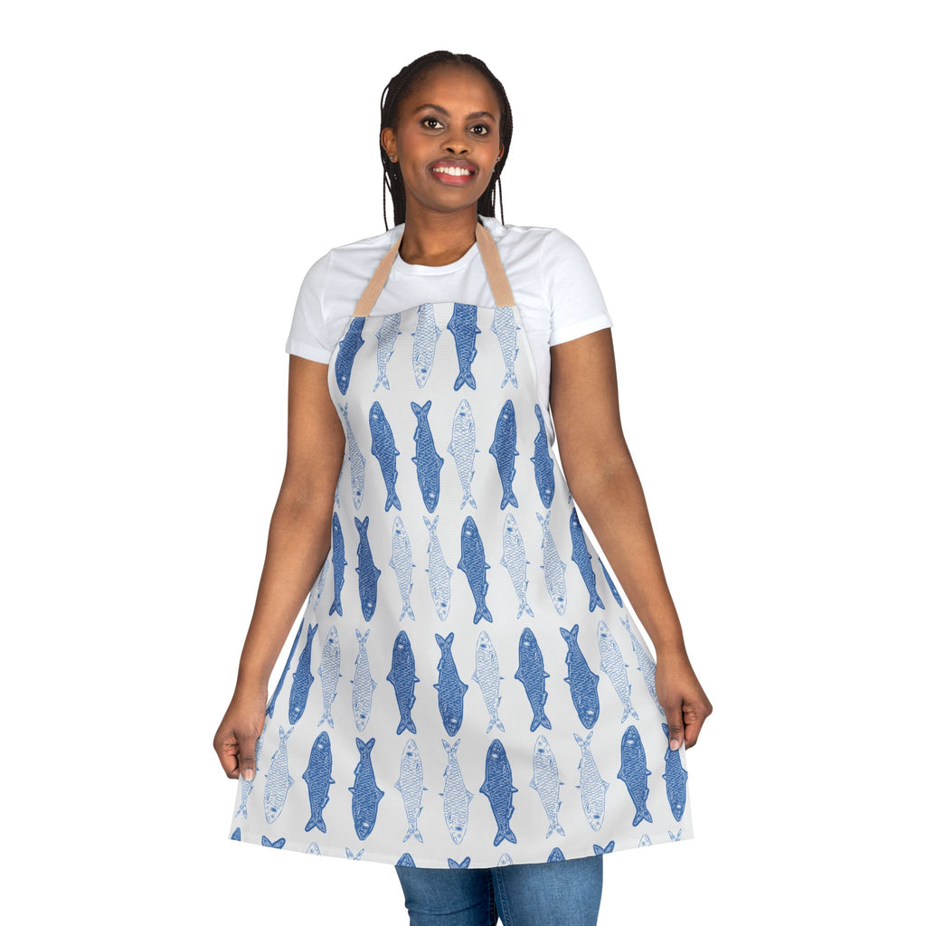 Greek Sardelles Cooking Apron with 2-Color Straps
