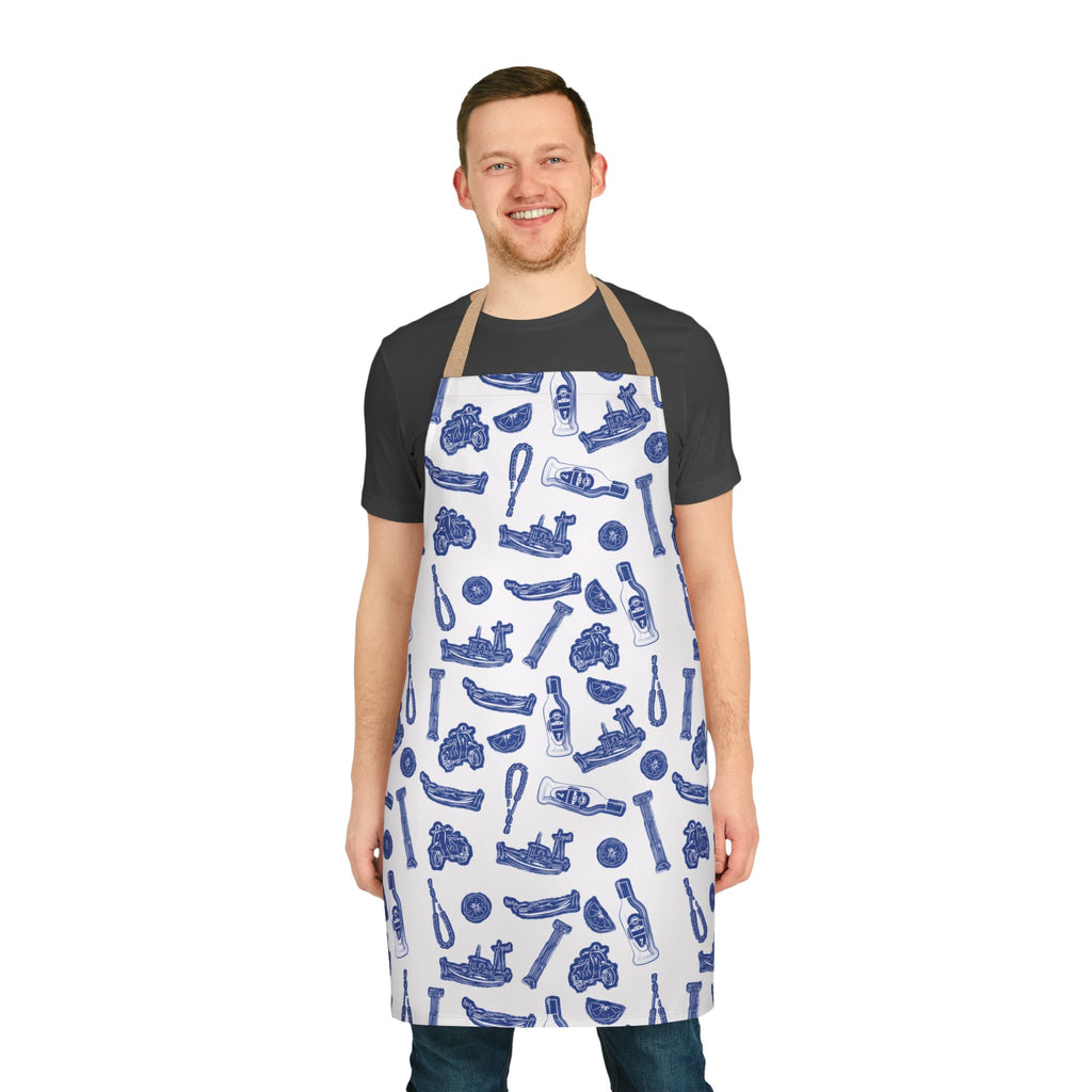 VOSRIO Social Club Blue Cooking Apron with 2-Color Straps