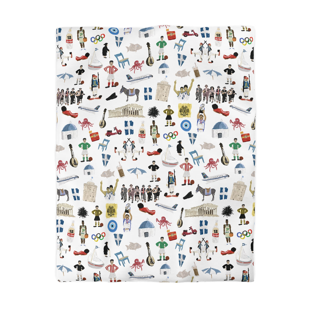 So You're Greek Playful Microfiber Duvet Cover – Fun Patterns for Kids' Rooms