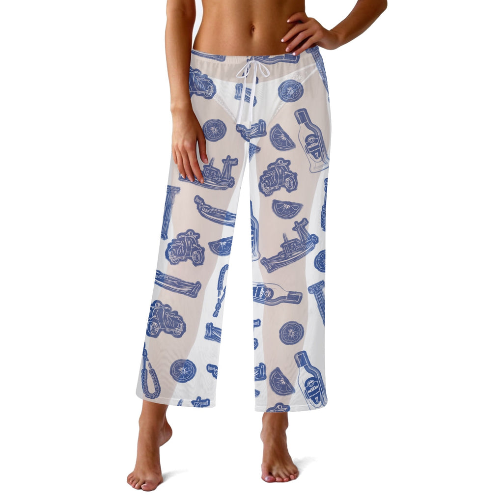 VOSRIO Social Club Womens See Through Cover up Straight Leg Pants Swimsuit Bikini Bottom