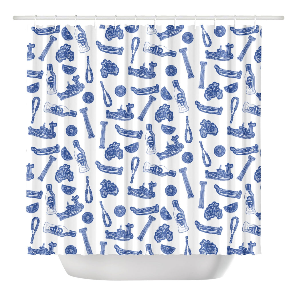VOSRIO Social Club Blue Shower Curtain