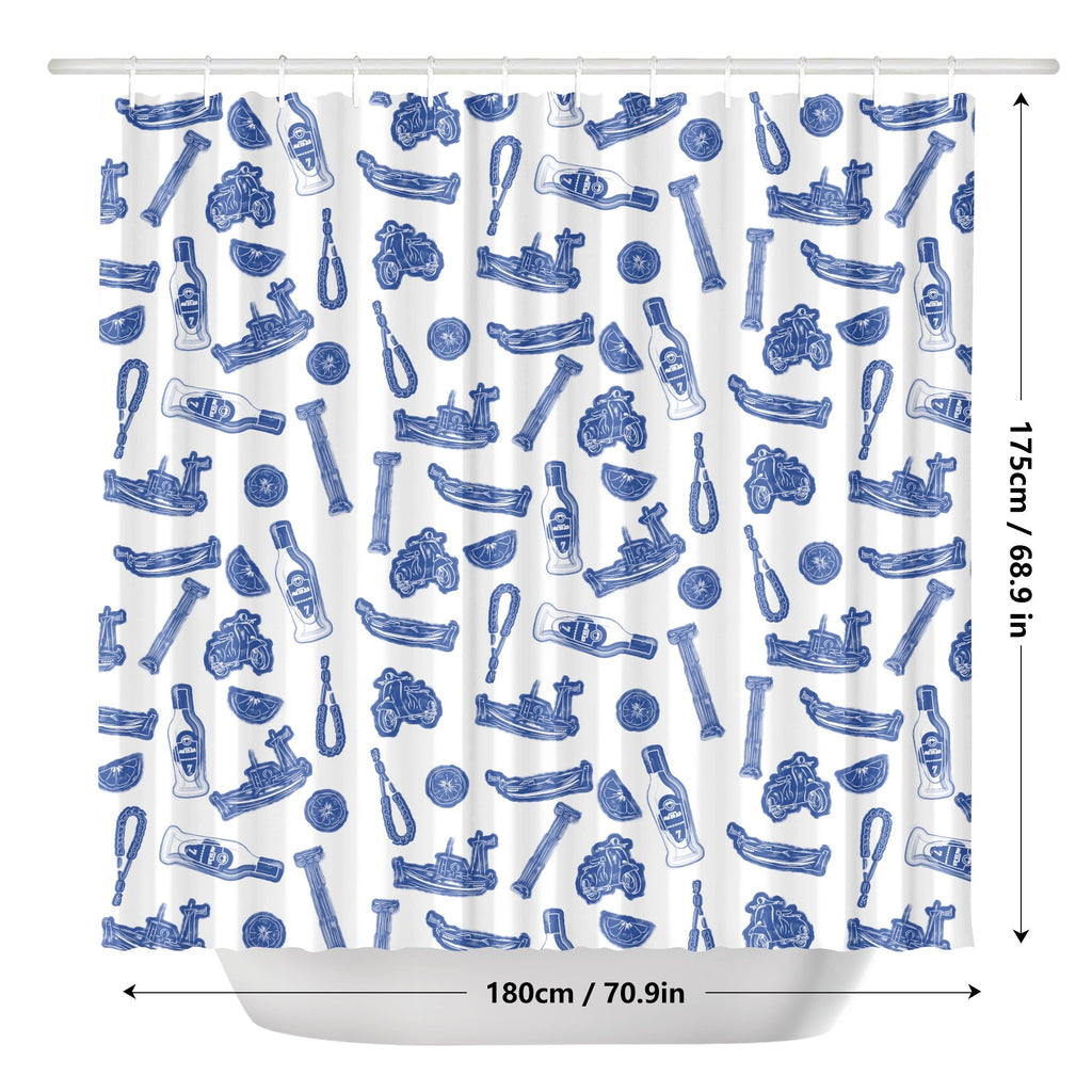VOSRIO Social Club Blue Shower Curtain