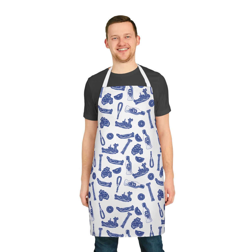 VOSRIO Social Club Blue Cooking Apron with 2-Color Straps