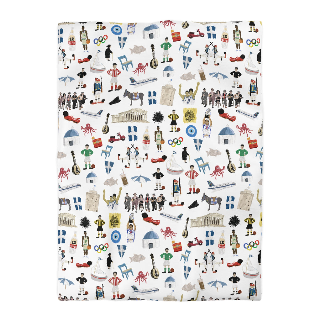 So You're Greek Playful Microfiber Duvet Cover – Fun Patterns for Kids' Rooms