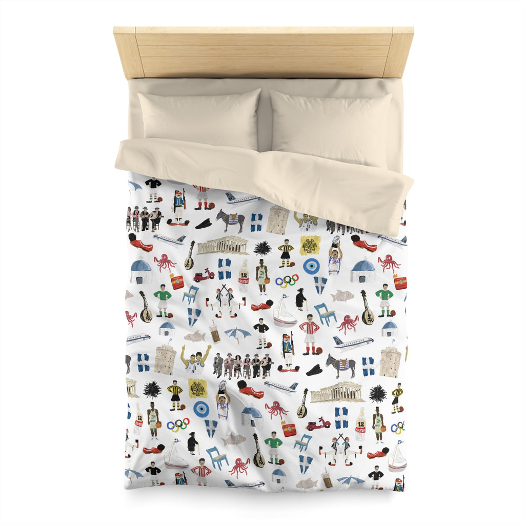 So You're Greek Playful Microfiber Duvet Cover – Fun Patterns for Kids' Rooms