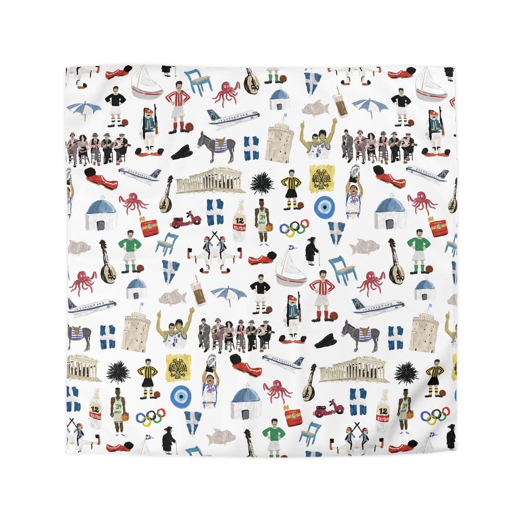So You're Greek Playful Microfiber Duvet Cover – Fun Patterns for Kids' Rooms