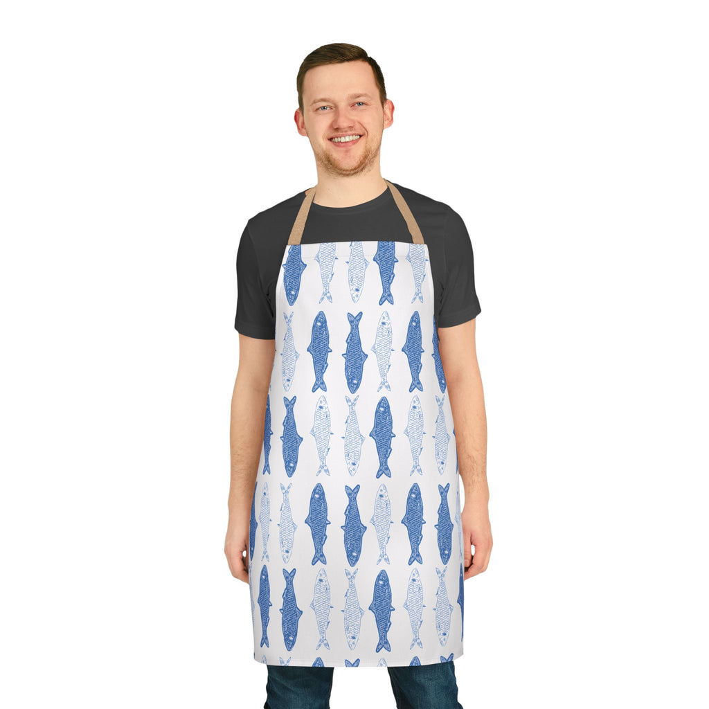 Greek Sardelles Cooking Apron with 2-Color Straps
