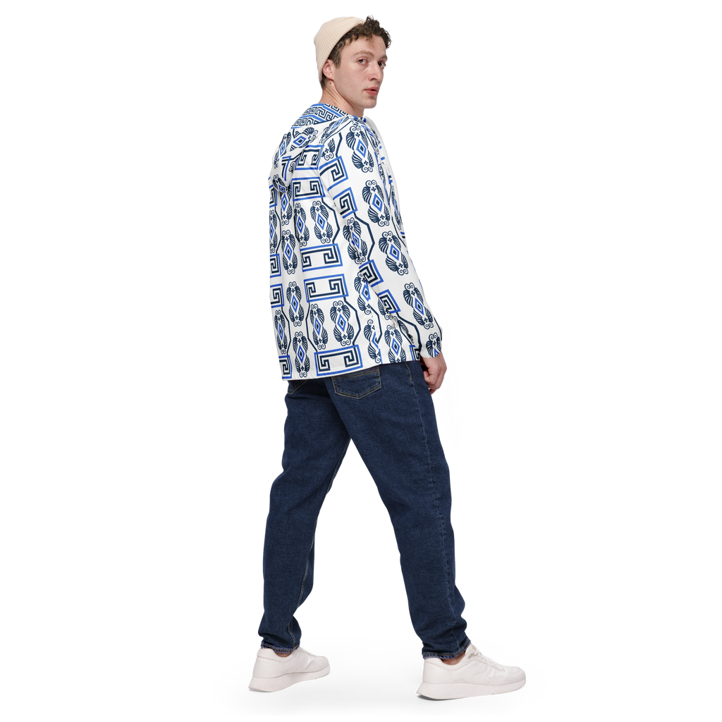 Greek Key White Men’s windbreaker