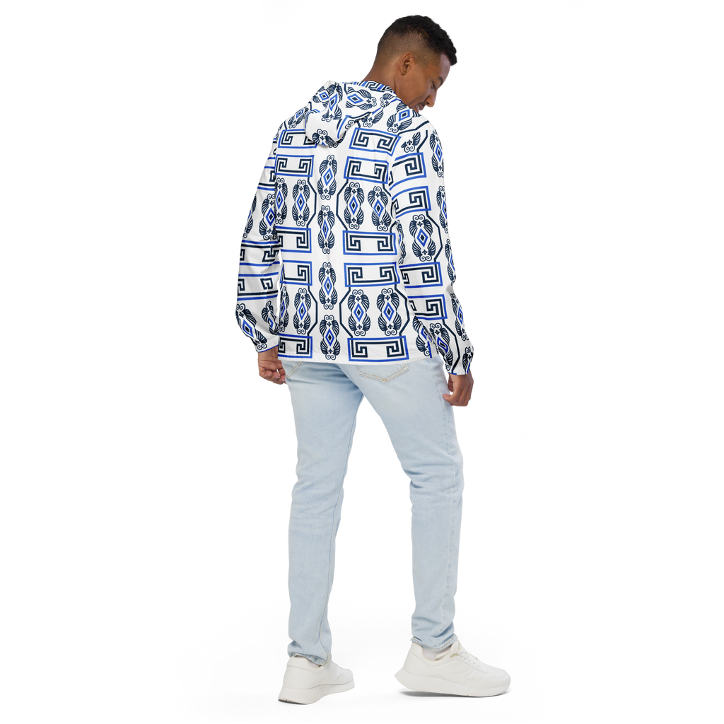 Greek Key White Men’s windbreaker