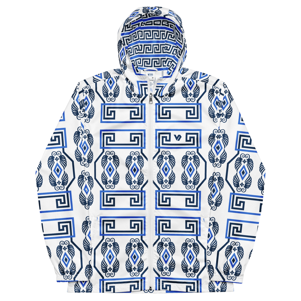 Greek Key White Men’s windbreaker