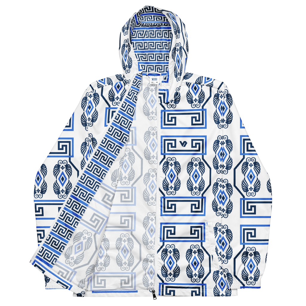 Greek Key White Men’s windbreaker