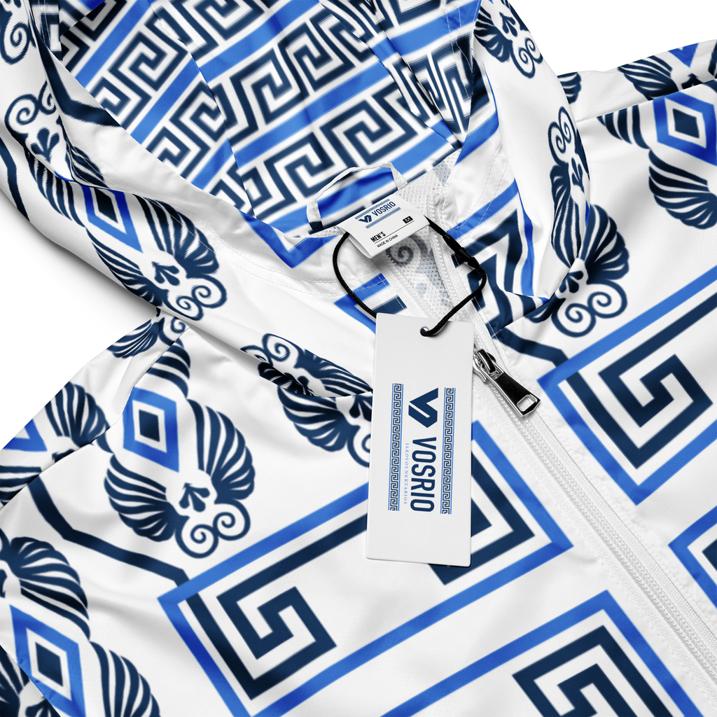 Greek Key White Men’s windbreaker