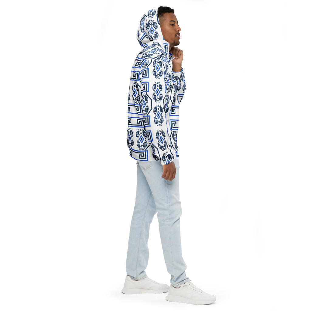 Greek Key White Men’s windbreaker