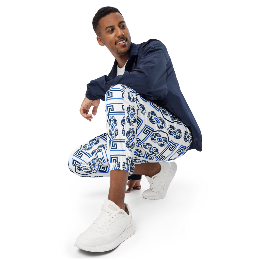 Greek Key White Unisex track pants