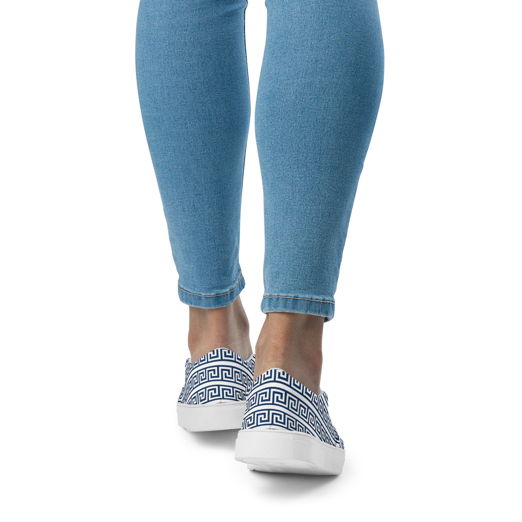 The Key Greek White Women’s slip-on canvas shoes