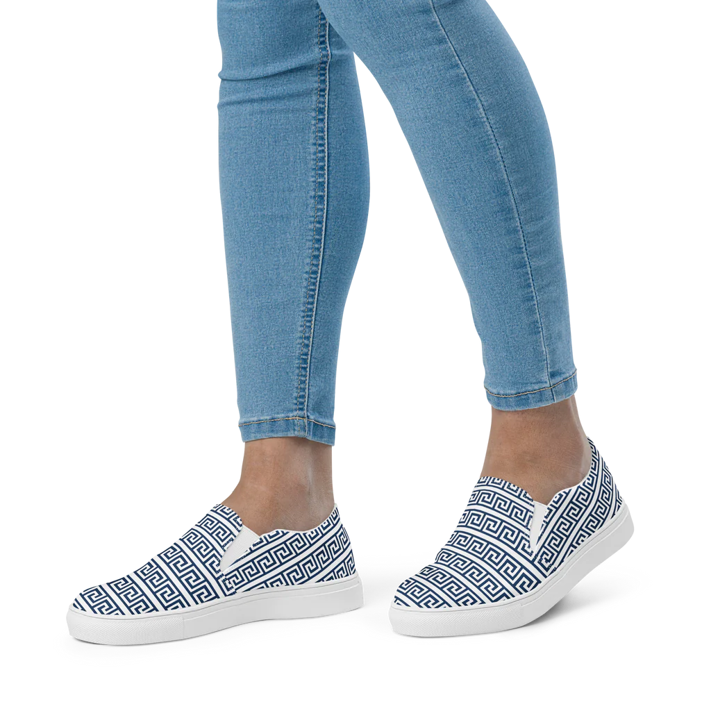 The Key Greek White Women’s slip-on canvas shoes