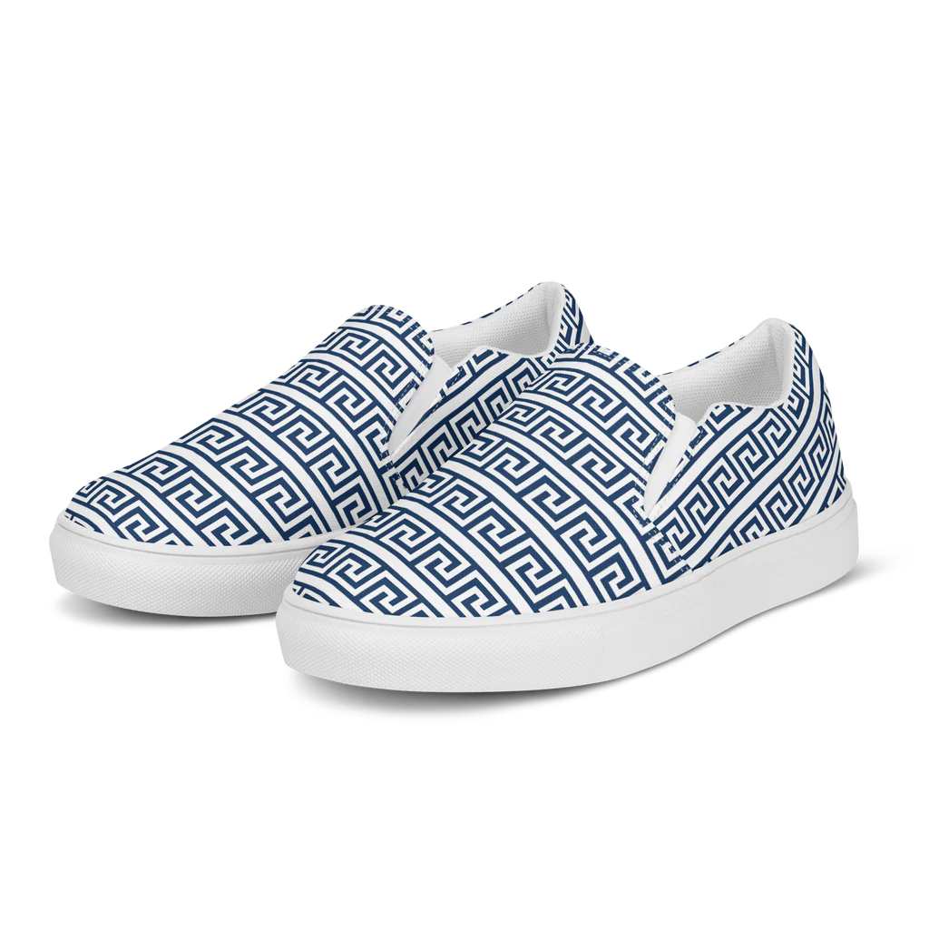The Key Greek White Women’s slip-on canvas shoes
