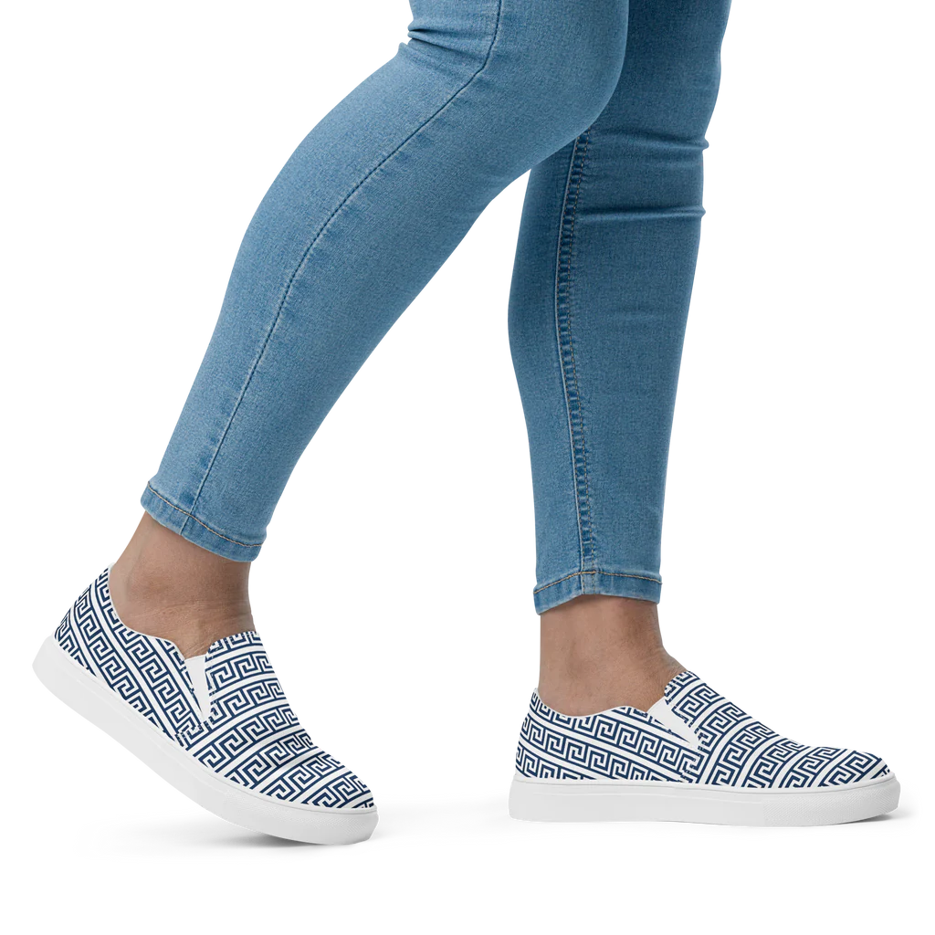 The Key Greek White Women’s slip-on canvas shoes