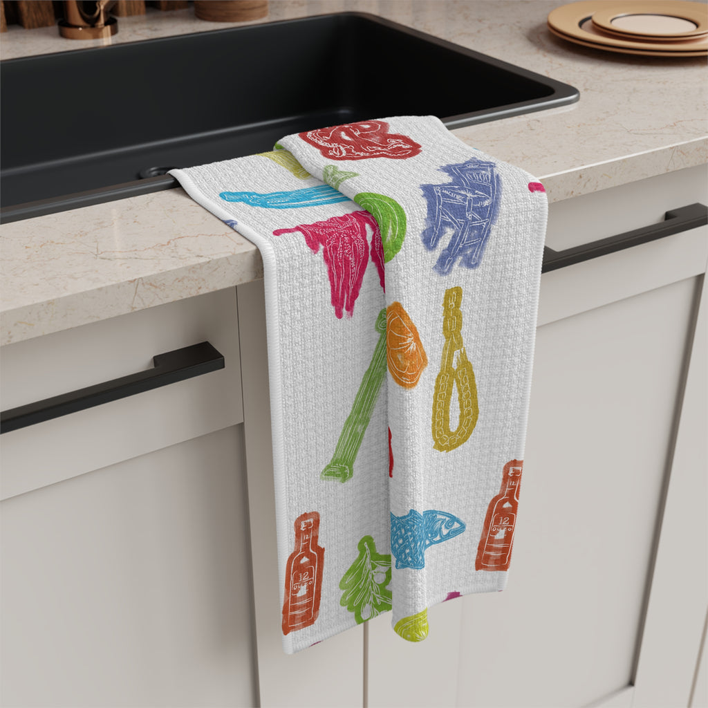 Greek Sardelles Coloured Soft Tea Towel