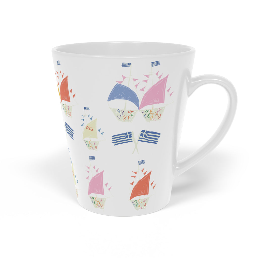 Greek Sailing Race Latte Mug, 12oz