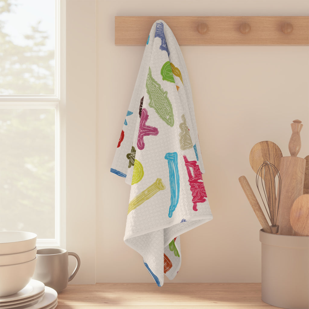 Greek Sardelles Coloured Soft Tea Towel