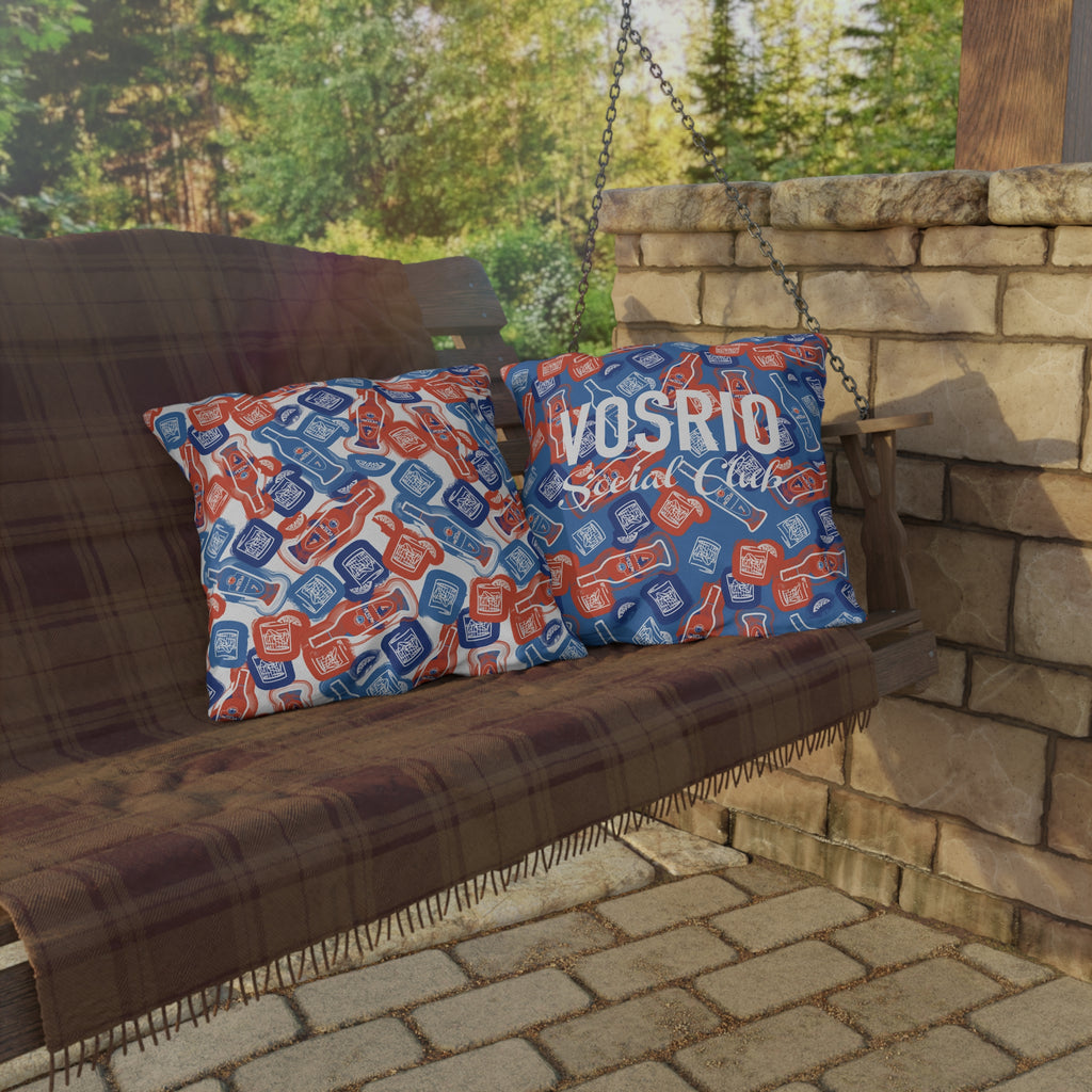 VOSRIO Social Club Blue Outdoor Pillows