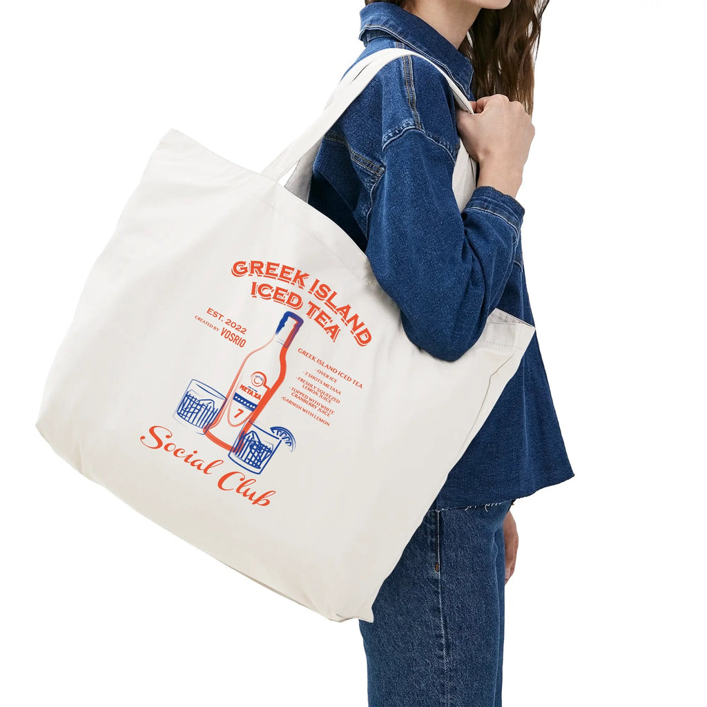 VOSRIO Social Club 100% Cotton Tote Bag (Single-sided Print)