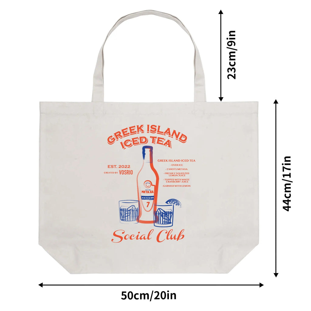 VOSRIO Social Club 100% Cotton Tote Bag (Single-sided Print)