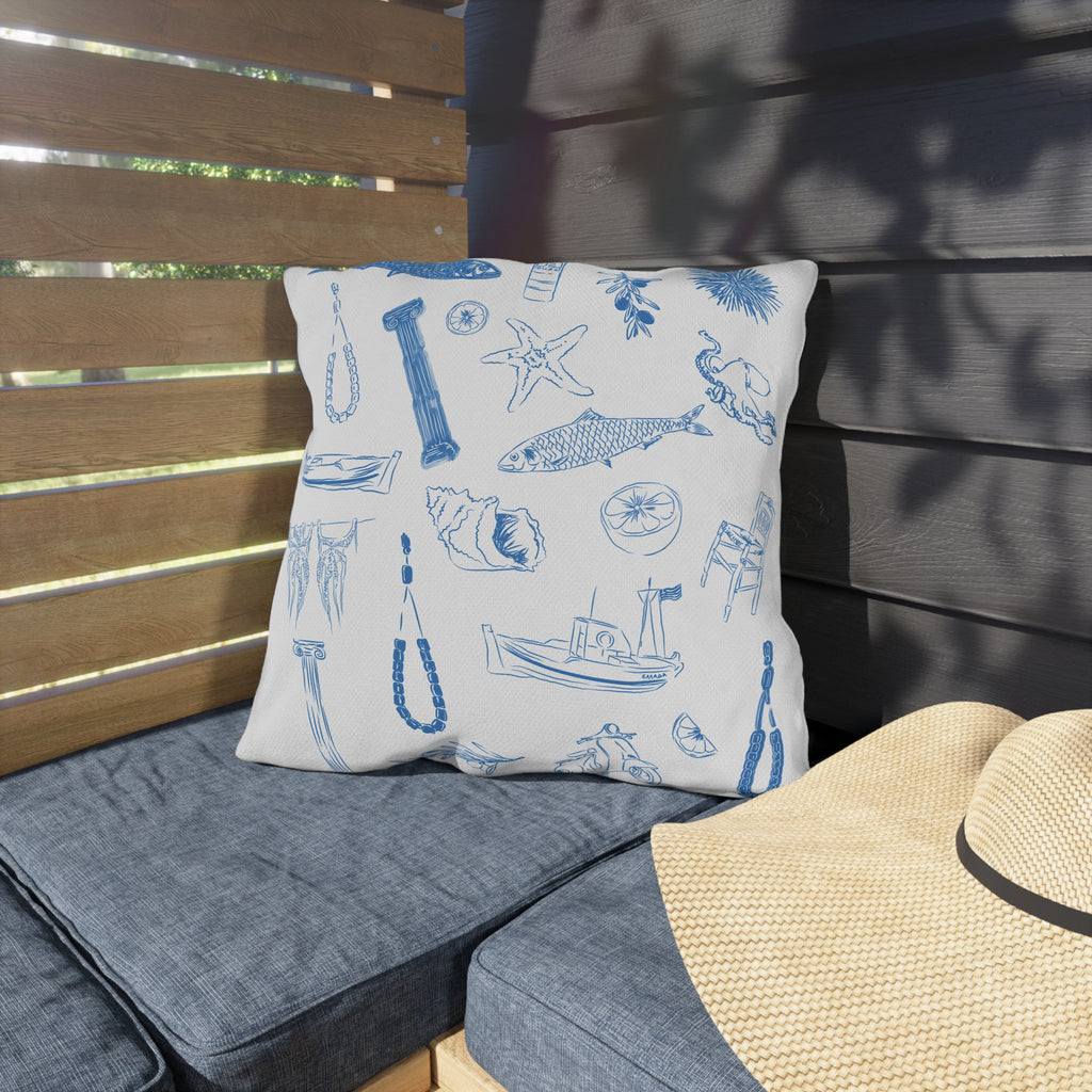 Greek Sardelles Outdoor Pillows