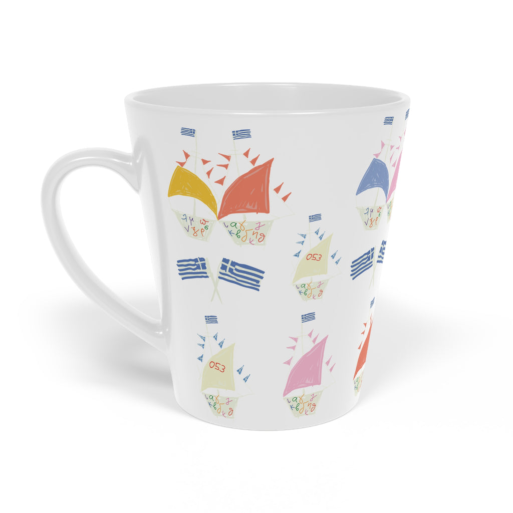 Greek Sailing Race Latte Mug, 12oz