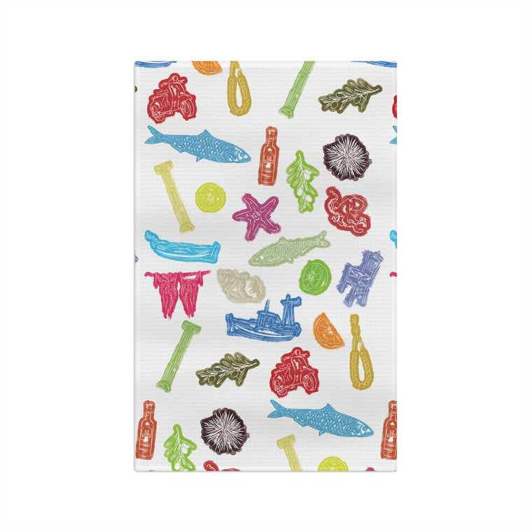 Greek Sardelles Coloured Soft Tea Towel