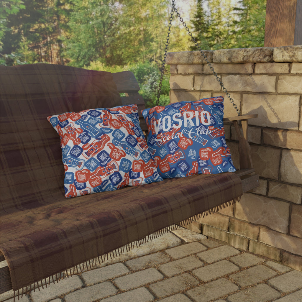 VOSRIO Social Club Blue Outdoor Pillows