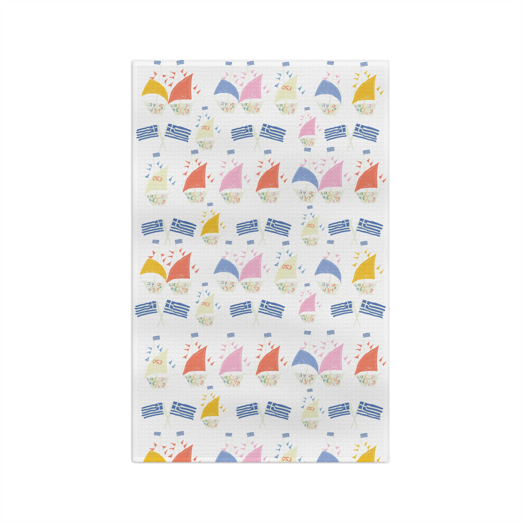 Greek Sailing Race Soft Tea Towel