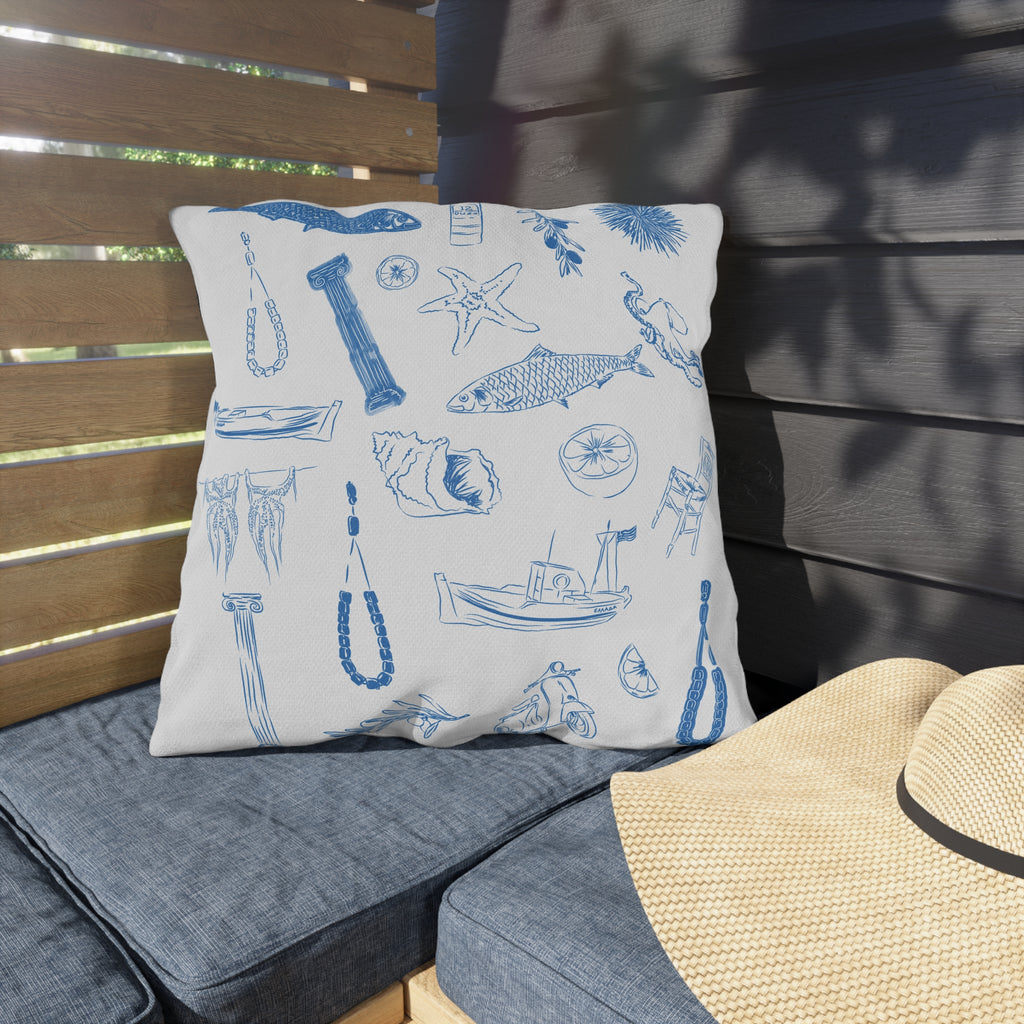 Greek Sardelles Outdoor Pillows