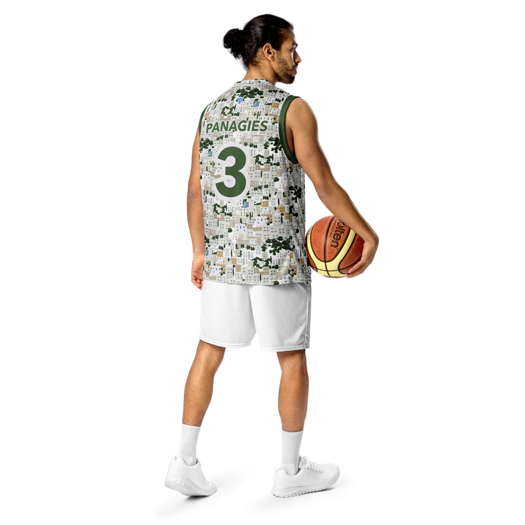 Panagies Green Recycled unisex basketball jersey