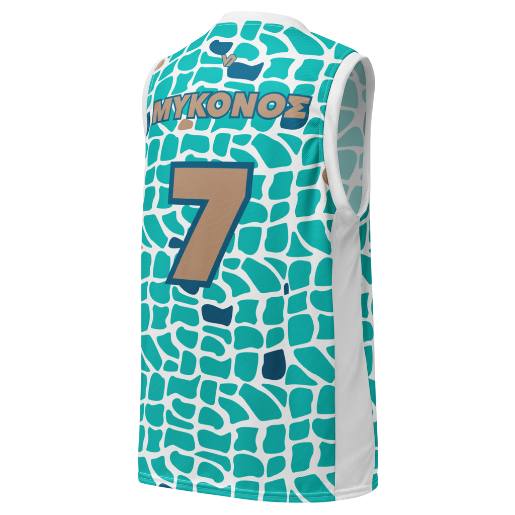 Mykonos Walk Recycled unisex basketball jersey