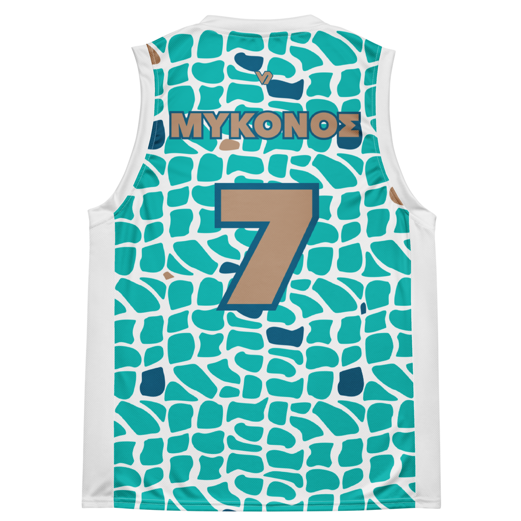 Mykonos Walk Recycled unisex basketball jersey