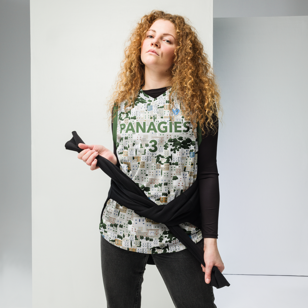 Panagies Green Recycled unisex basketball jersey