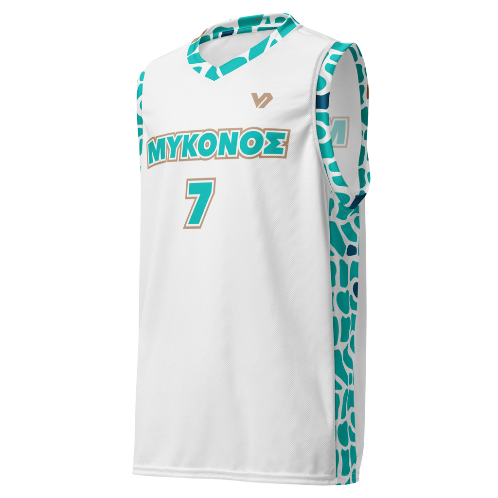 Mykonos Walk Home Recycled unisex basketball jersey