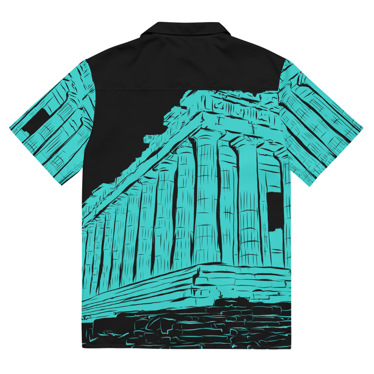 Athens Tourist Black Hawaiian Unisex button shirt