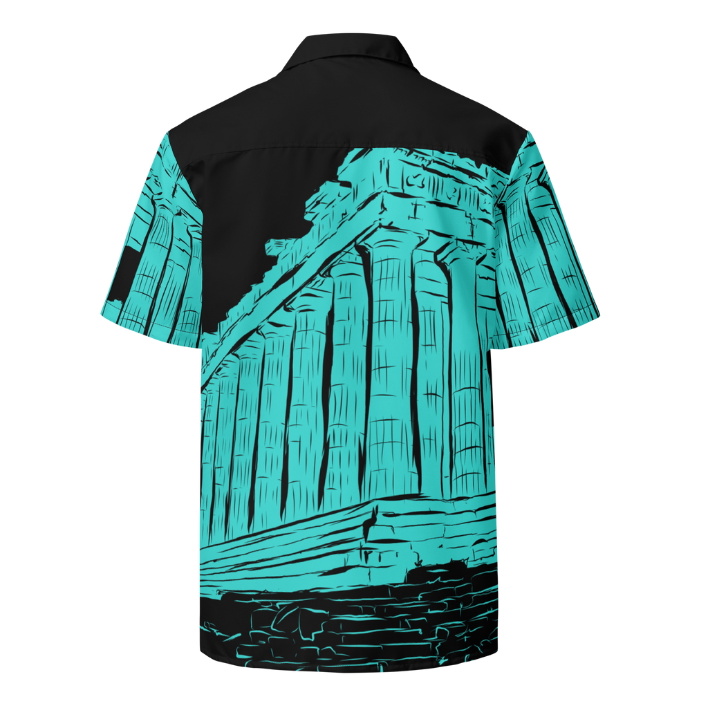 Athens Tourist Black Hawaiian Unisex button shirt