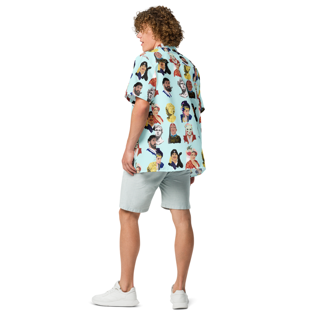 Greek Heads Aegean Hawaiian Unisex button shirt