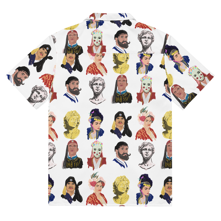 Greek Heads Hawaiian Unisex button shirt