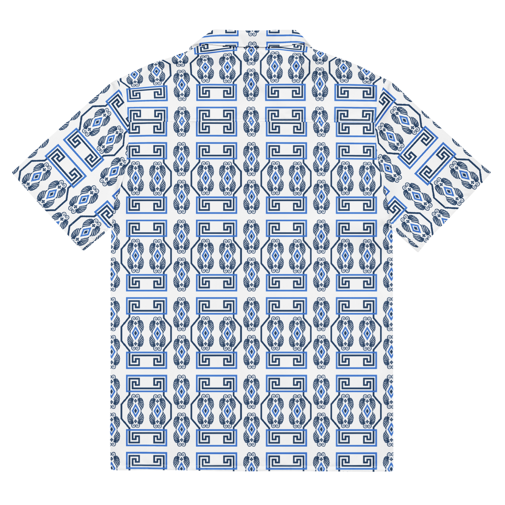 Greek Key Hawaiian Unisex πουκάμισο με κουμπί