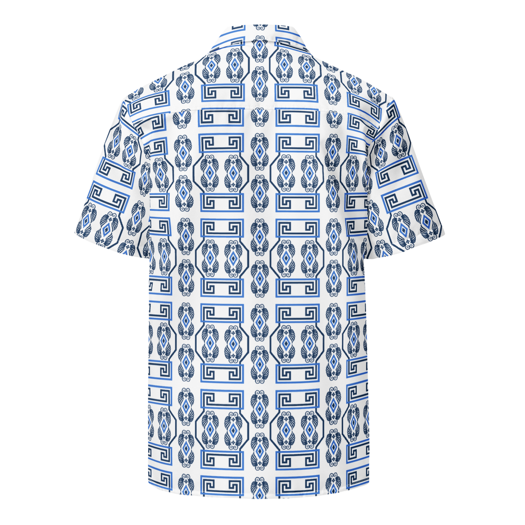 Greek Key Hawaiian Unisex πουκάμισο με κουμπί