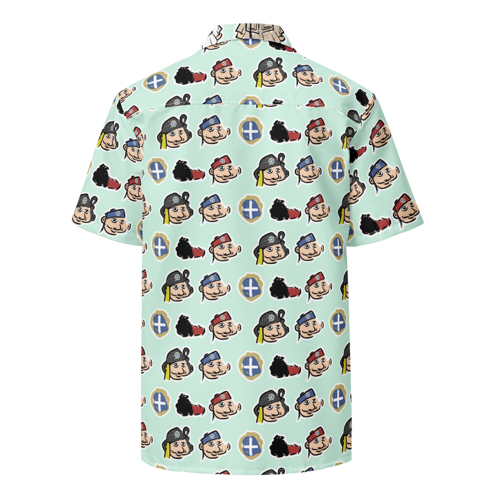 Happy Evzones Heads Aegean HawaiianUnisex button shirt