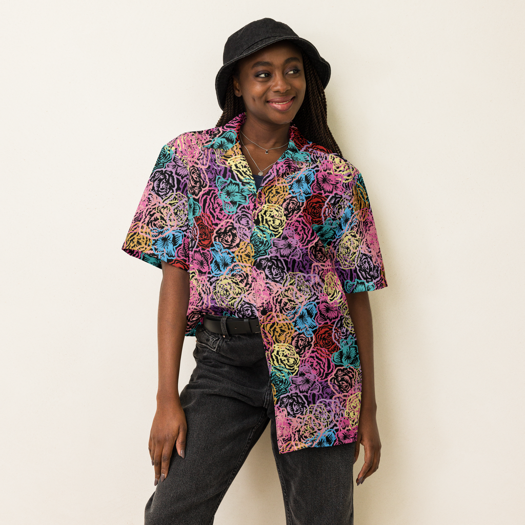 God’s Patches Black Hawaiian Unisex button shirt