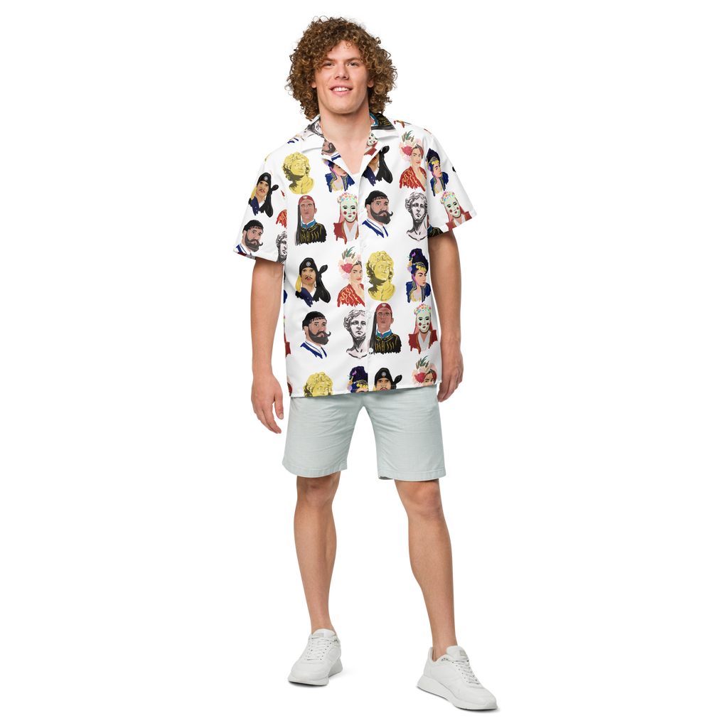 Greek Heads Hawaiian Unisex button shirt