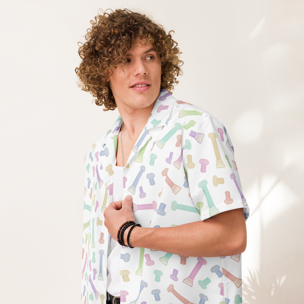 Pillared Sky Colored Hawaiian Unisex button shirt